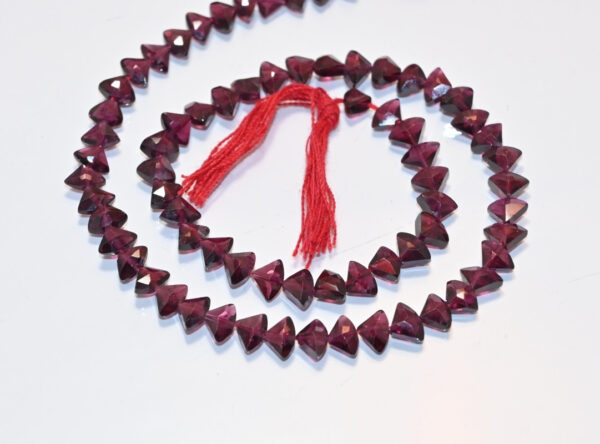 Garnet Hood Shape Beads 4.5x6.5 MM, Garnet Faceted Triangle Shape Loose Beads, Garnet Gemstone Handmade Shape Beads 13" - Image 3