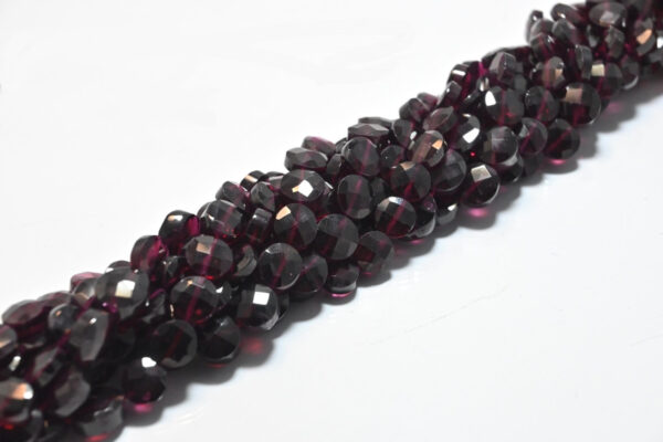 Garnet Faceted Coin Shape Beads, Garnet Gemstone Round Shape Beads 6.5-8 MM, Garnet Handmade Loose Beads 13" - Image 2