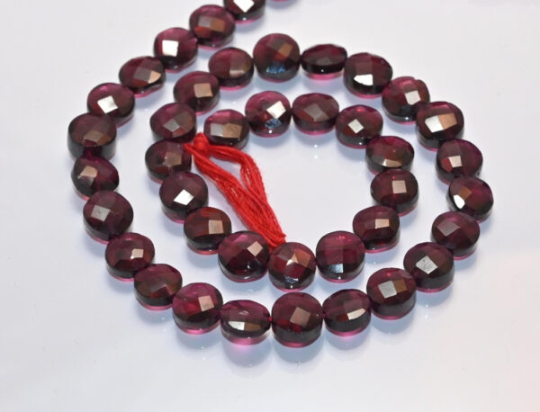 Garnet Faceted Coin Shape Beads, Garnet Gemstone Round Shape Beads 6.5-8 MM, Garnet Handmade Loose Beads 13" - Image 3