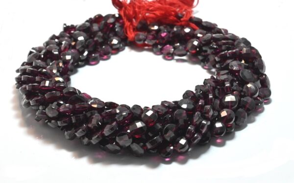 Garnet Faceted Coin Shape Beads, Garnet Gemstone Round Shape Beads 6.5-8 MM, Garnet Handmade Loose Beads 13"