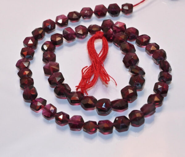 Garnet Hexagon Shape Beads, Garnet Faceted Six Corner Beads 5-7 MM, Garnet Gemstone Handmade Beads 13" - Image 3