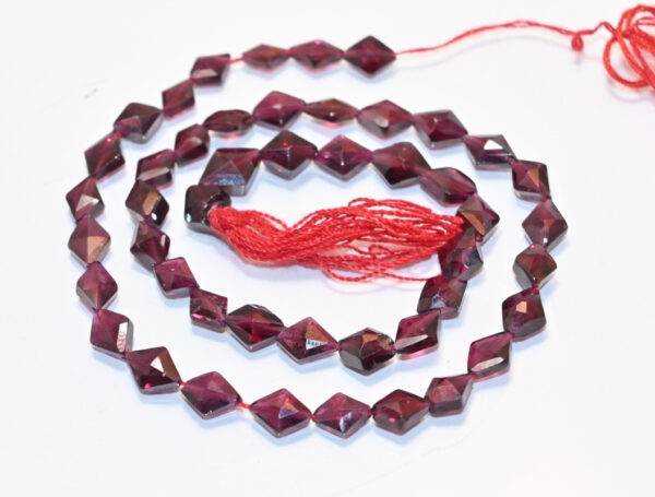 Garnet Faceted Rhombus Shape Beads 5x7-6x8 MM, Garnet Gemstone Loose Beads, Garnet January Birth Stone Beads 13" - Image 2