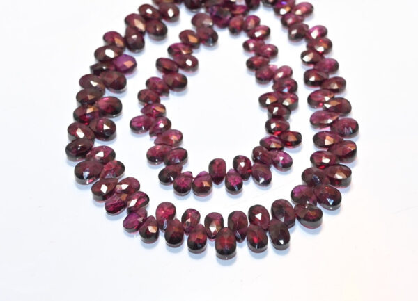 Garnet Teardrop Shape Beads, Garnet Gemstone Shape Beads 4x7-5x8 MM, Garnet Pear Shape Beads, Garnet Side Drilled Beads 13" - Image 2