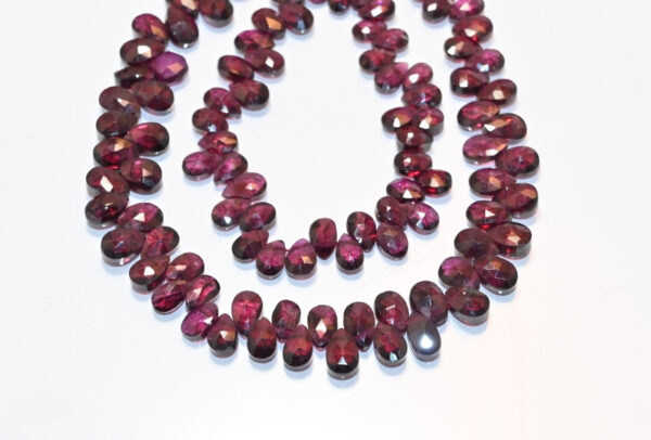 Garnet Teardrop Shape Beads, Garnet Gemstone Shape Beads 4x7-5x8 MM, Garnet Pear Shape Beads, Garnet Side Drilled Beads 13" - Image 3