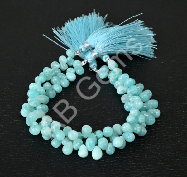 Amazonite Drop Beads, Amazonite Gemstone Shape Beads 5x7 MM, Amazonite Drop Shape Smooth Beads 7" - Image 2