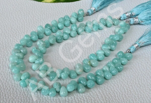 Amazonite Drop Beads, Amazonite Gemstone Shape Beads 5x7 MM, Amazonite Drop Shape Smooth Beads 7" - Image 3