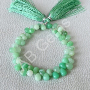 Chrysoprase Drop Shape Beads 5x7-6x8 MM, Chrysoprase Gemstone Side Drill Beads, Chrysoprase Loose Beads 7"