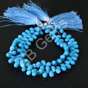 Turquoise Drop Beads 4x5.5-4.5x6.5 MM, Turquoise Gemstone Beads, Turquoise Side Drilled Drop Shape Beads 7"