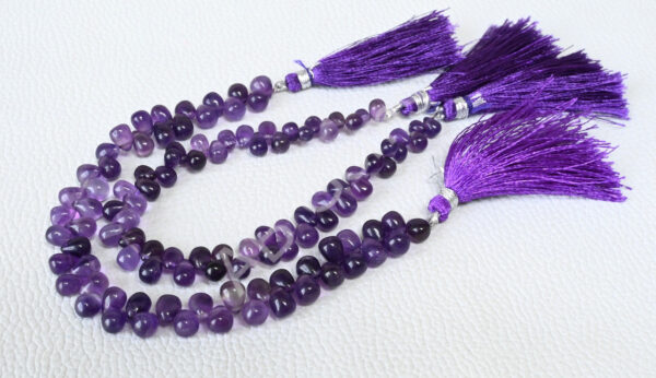 Amethyst Smooth Drop Beads 5x6-5x7 MM, Amethyst Gemstone Beads, Amethyst Handmade Loose Beads 7" - Image 2