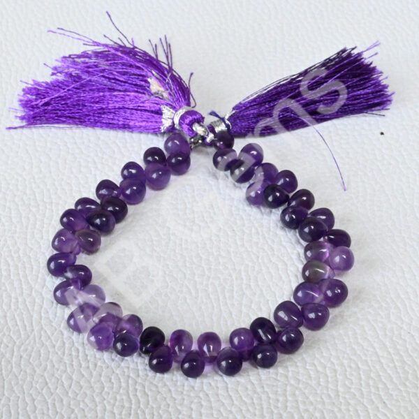 Amethyst Smooth Drop Beads 5x6-5x7 MM, Amethyst Gemstone Beads, Amethyst Handmade Loose Beads 7" - Image 3