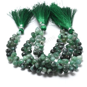 Emerald Drop Shape Beads 5x7-5.5x7.5 MM, Natural Emerald Gemstone Beads, Emerald Smooth Drop Beads, Emerald Loose Beads 5.5"