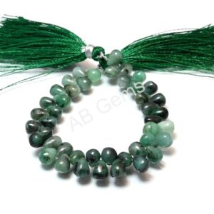 Emerald Side Drilled Drop Shape Beads, Natural Emerald Smooth Beads 5.5 MM Ap, Emerald Gemstone Handmade Loose Beads 5.5"