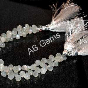 White Moonstone Drop Shape Beads 4.5x6.5-5.5x7 MM, White Moonstone Gemstone Loose Beads, Moonstone Drop Beads 6.5"