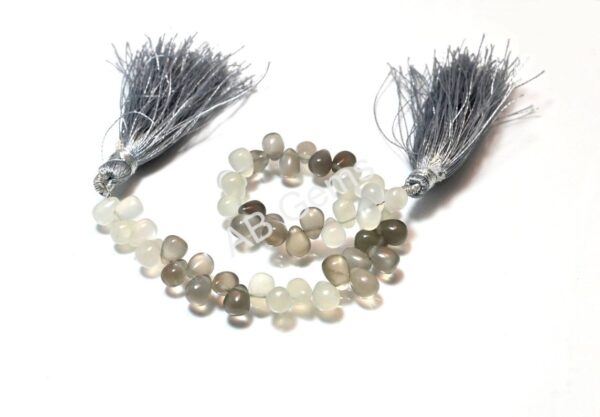 Gray Moonstone Drop Shape Beads 5x7 MM, Moonstone Smooth Beads, Gray Color Moonstone Gemstone Beads 7" - Image 2