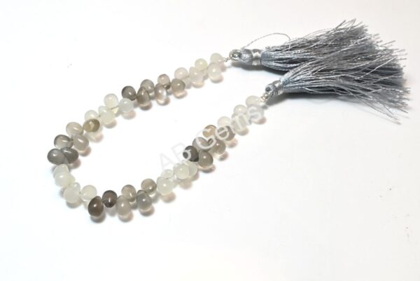 Gray Moonstone Drop Shape Beads 5x7 MM, Moonstone Smooth Beads, Gray Color Moonstone Gemstone Beads 7" - Image 3