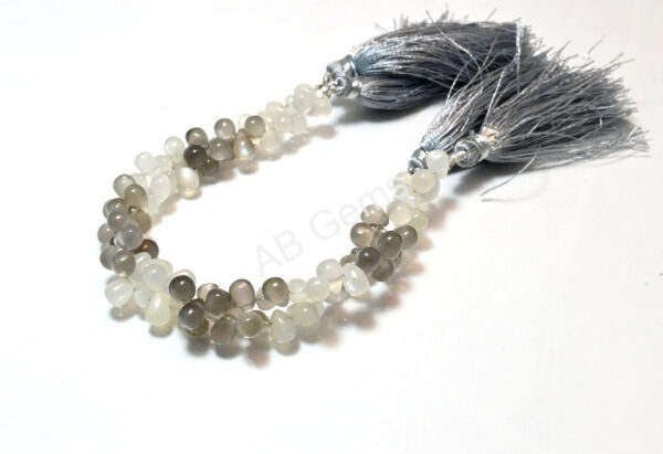 Gray Moonstone Drop Shape Beads 5x7 MM, Moonstone Smooth Beads, Gray Color Moonstone Gemstone Beads 7" - Image 4