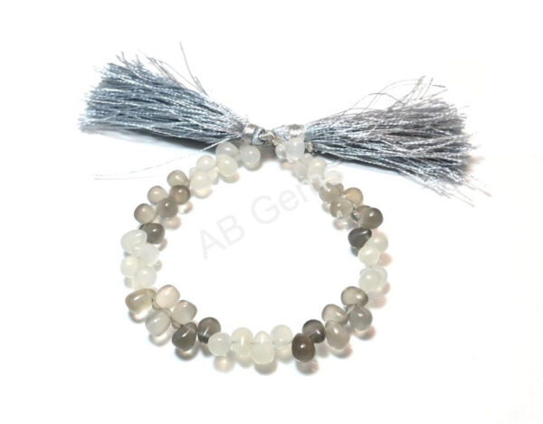 Gray Moonstone Drop Shape Beads 5x7 MM, Moonstone Smooth Beads, Gray Color Moonstone Gemstone Beads 7"