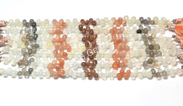 Moonstone Drop Shape Beads 5x7-6x7.5 MM, Multi Moonstone Smooth Loose Beads, Moonstone Gemstone Beads 7"