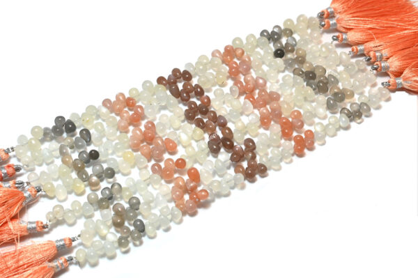 Moonstone Drop Shape Beads 5x7-6x7.5 MM, Multi Moonstone Smooth Loose Beads, Moonstone Gemstone Beads 7" - Image 2