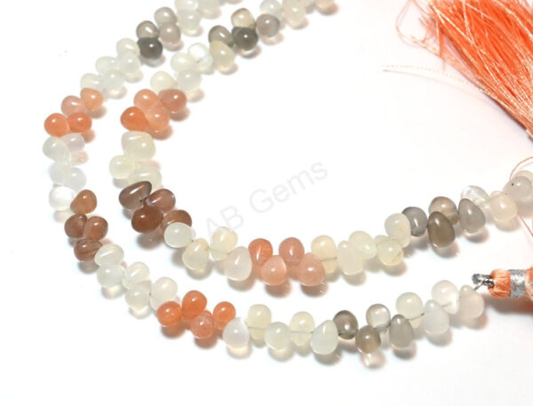 Moonstone Drop Shape Beads 5x7-6x7.5 MM, Multi Moonstone Smooth Loose Beads, Moonstone Gemstone Beads 7" - Image 3
