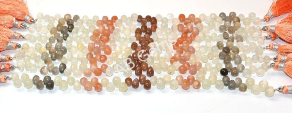 Moonstone Drop Shape Beads 5x7-6x7.5 MM, Multi Moonstone Smooth Loose Beads, Moonstone Gemstone Beads 7" - Image 6