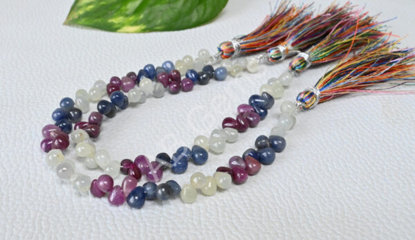 Multi Sapphire Drop Shape Beads, Multi Sapphire Smooth Beads 4.5x5.5-4.5x6.5 MM, Multi Sapphire Side Drilled Beads 7"