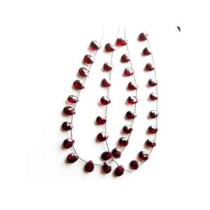 Natural Garnet Faceted Almond Beads_Garnet Gemstone Loose Beads 7x9.5 - 6.5x8.5 MM 8"