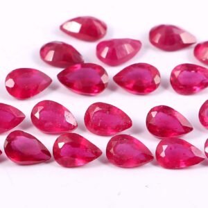 Top Quality Ruby Pear Faceted Cut_Handmade Muzambique Ruby Loose Gemstone Cut Jewelry Making 6X4 MM Pack of 20 Piece