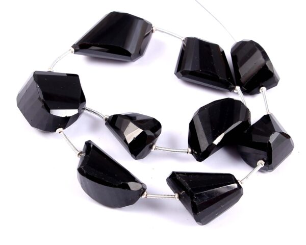 Black Spinal Nugget Faceted Beads_ Handmade Semi-Precious Faceted Nugget Beads for Jewelry Making 13x21-19x25 MM Pack of 9 Piece - Image 2