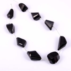 Black Spinal Nugget Faceted Beads_ Handmade Semi-Precious Faceted Nugget Beads for Jewelry Making 13x21-19x25 MM Pack of 9 Piece