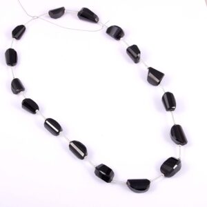 Black Spinal Faceted Nugget Beads_Black Spinal Gemstone Nugget Beads Top Quality  8x14-11x11 MM 16"