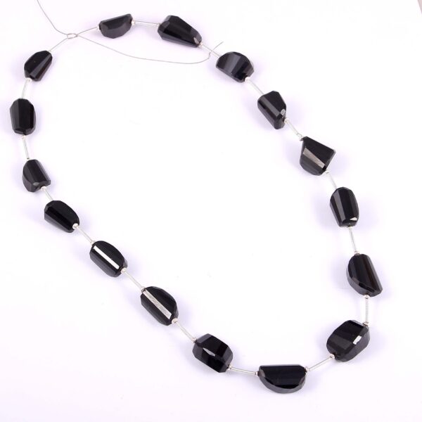 Black Spinal Faceted Nugget Beads_Black Spinal Gemstone Nugget Beads Top Quality  8x14-11x11 MM 16"