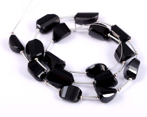 Black Spinal Faceted Nugget Beads_Black Spinal Gemstone Nugget Beads Top Quality  8x14-11x11 MM 16" - Image 2