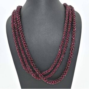 Garnet Beads Necklace 24 Inch, Gemstone Beaded Garnets Rope Necklace
