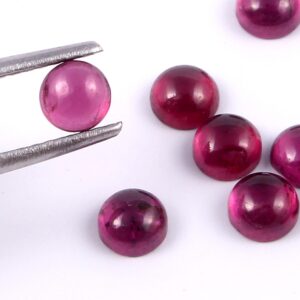 Rhodolite Garnet Round Cabochon 4 mm_Natural Rhodolite Garnet Cabochons_Purple Color Garnet Cabochon Calibrated Shape 20 Pc.