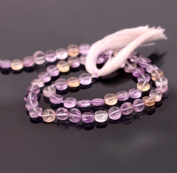 Ametrine Coin Faceted Beads Loose Gemstone 4-6 MM Length 13" - Image 2