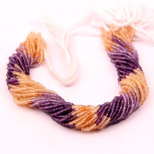 Amethyst & Citrine Faceted Beads Handmade Loose Gemstone Roundel Beads 3-3.5 MM Length 13"