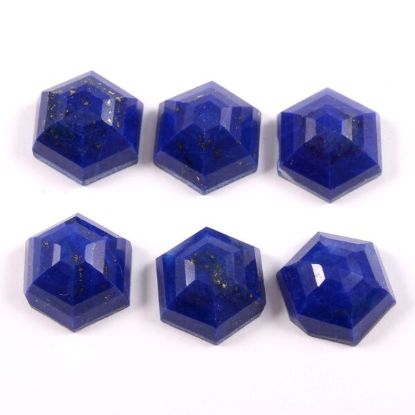 Lapis Lazuli Cabochon, Natural Blue Lapis Lazuli Hexagon Faceted Cabochons, Lapis Lazuli Top Quality Gemstone Shape Rose cut 11x11 MM - Image 3