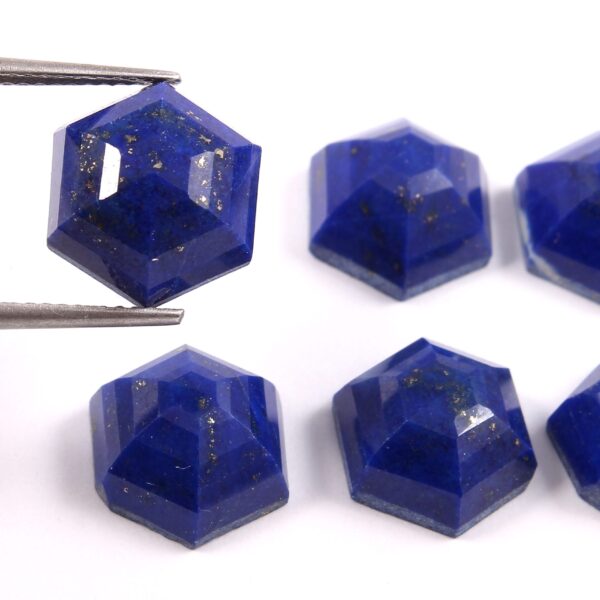 Lapis Lazuli Cabochon, Natural Blue Lapis Lazuli Hexagon Faceted Cabochons, Lapis Lazuli Top Quality Gemstone Shape Rose cut 11x11 MM