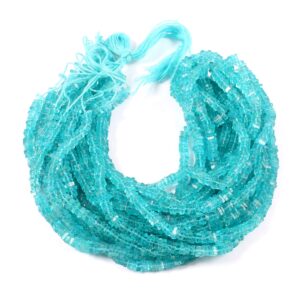 Apatite Heishi Beads_Apatite Square Heishi Beads_Apatite Roundel Beads_Sky Blue Apatite Heishi Beads 4 MM 16"