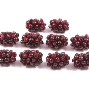 Garnet Beads Braided Berry, Garnet Designer Beaded Pulp, Garnet Beads For Vintage Jewelry Making 25 MM 10 Pc.