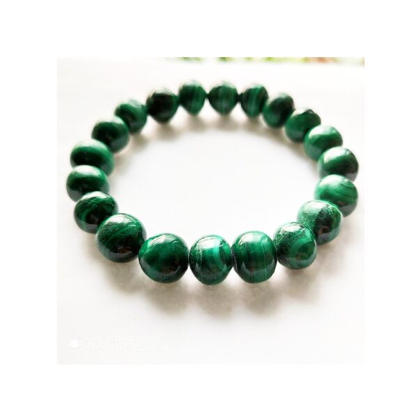 10 MM Natural Malachite Balls Bracelet_Handmade Malachite Gemstone Balls Bracelets Top Quality 7.5" - Image 2