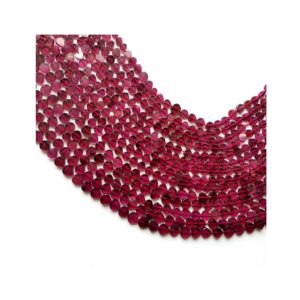 Garnet Flat Heart Shape Beads _Handmade Semi-Precious Gemstone Shape Beads_Garnet Beads Jewelry Making_January Birth Stone 5-6 MM 13"