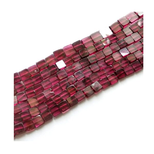 Matural Garnet Square Shape Smooth Beads_Garnet Choki Plain Loose Beads_Garnet Gemstone Beads 4 - 4.5MM 13"