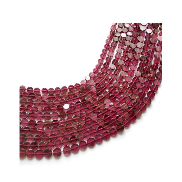 Garnet Smooth Round Beads_Garnet Flat Coin Loose Beads_Gemstone Plain Beads 4 - 6MM 13" - Image 3