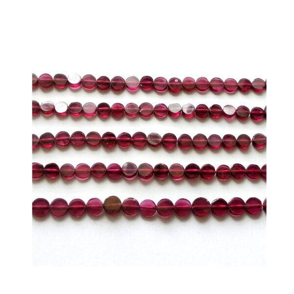 Garnet Smooth Round Beads_Garnet Flat Coin Loose Beads_Gemstone Plain Beads 4 - 6MM 13" - Image 2