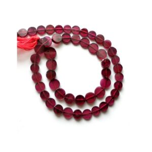 Garnet Smooth Round Beads_Garnet Flat Coin Loose Beads_Gemstone Plain Beads 4 - 6MM 13"