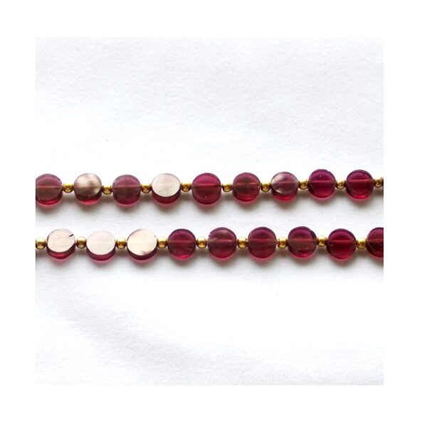 Garnet Round Smooth Beads With Gold Plated Pearls_Garnet Gemstone Beads_Garnet Coin Beads For Beautiful Bracelet And Jewelry 5.5MM 7" - Image 2