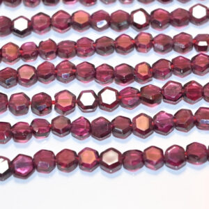 Garnet Hexagon Beads 5 MM, Garnet Gemstone Six Corner Shape Beads 13'