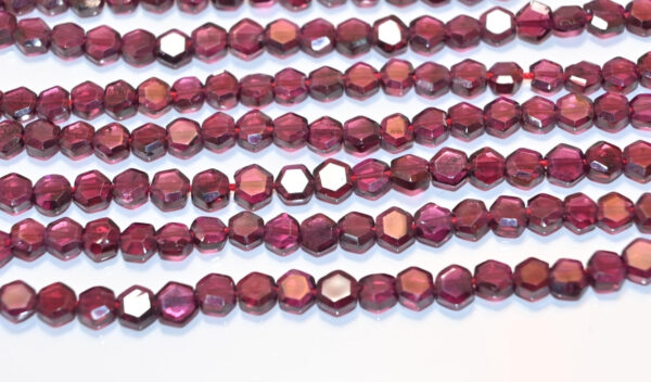 Garnet Hexagon Beads 5 MM, Garnet Gemstone Six Corner Shape Beads 13'